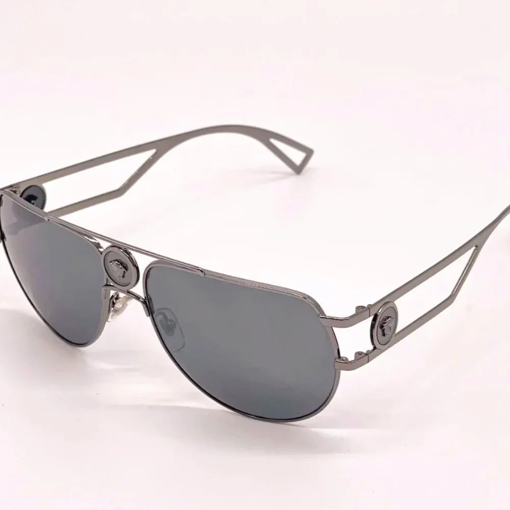 New! Versace Gray Unisex 60mm Sunglasses